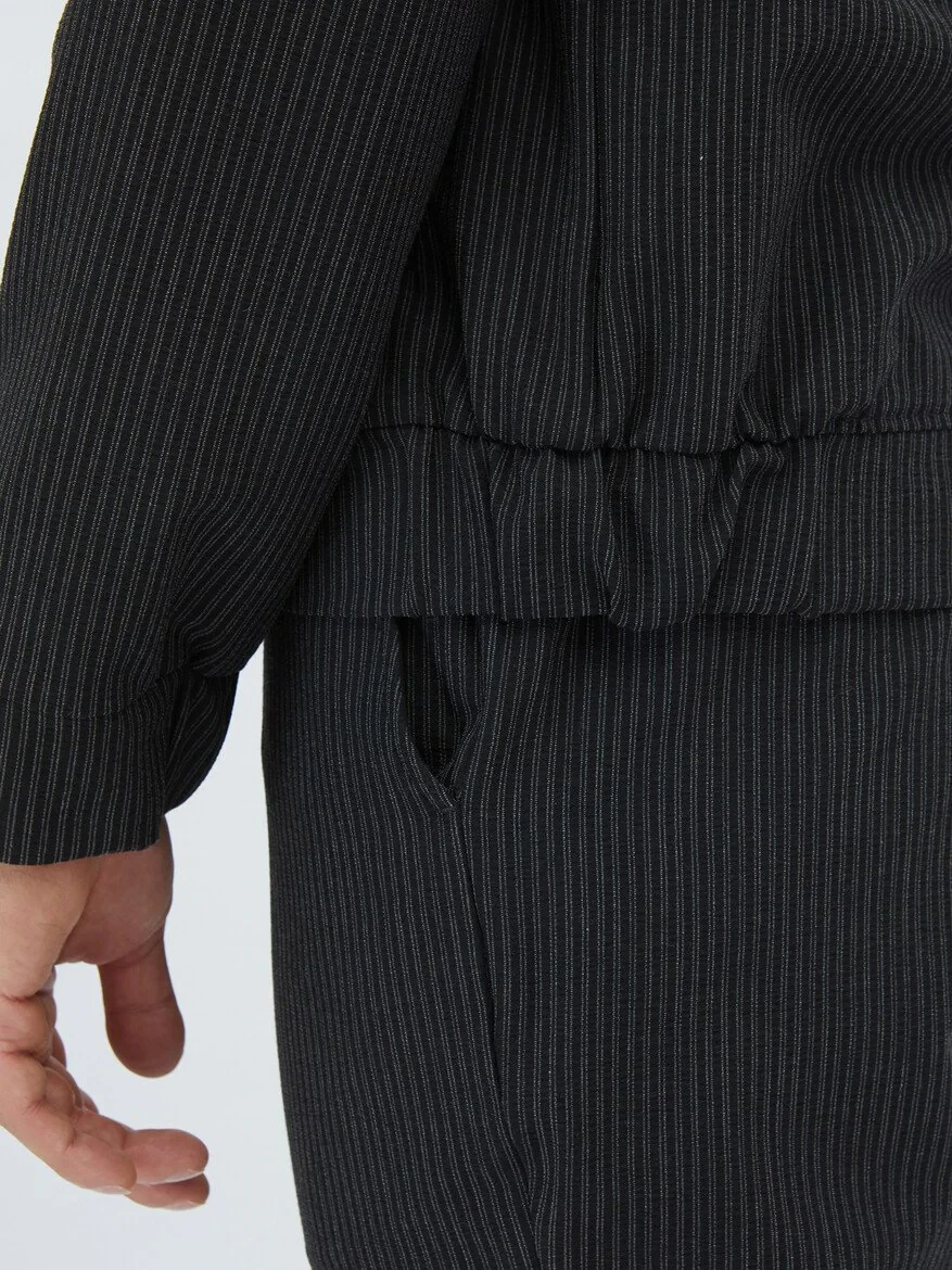 Siyah Çizgili Comfort Fit Takım Elbise - 5
