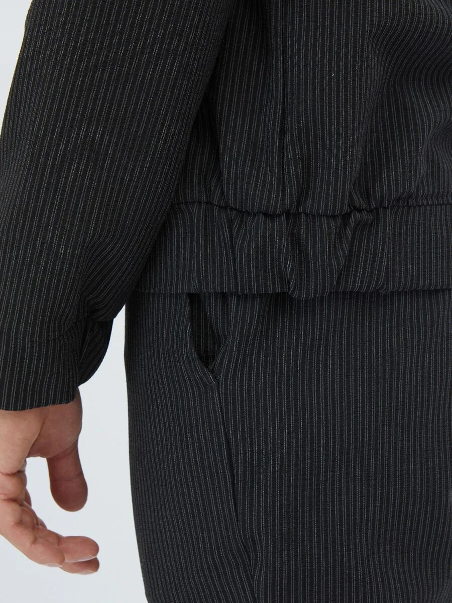 Siyah Çizgili Comfort Fit Takım Elbise - 5
