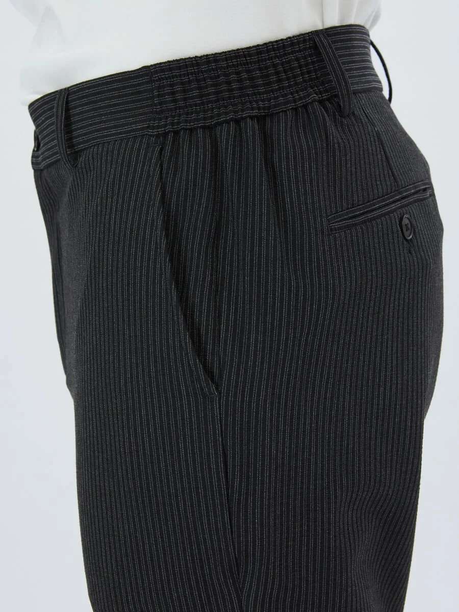 Siyah Çizgili Comfort Fit Takım Elbise - 6