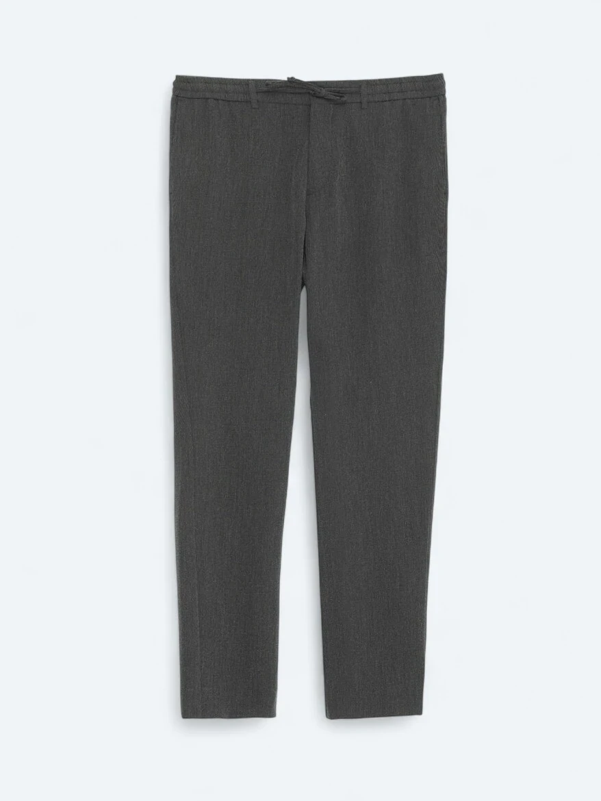 Siyah Çizgili Dokuma Jogging Fit Casual Pantolon 