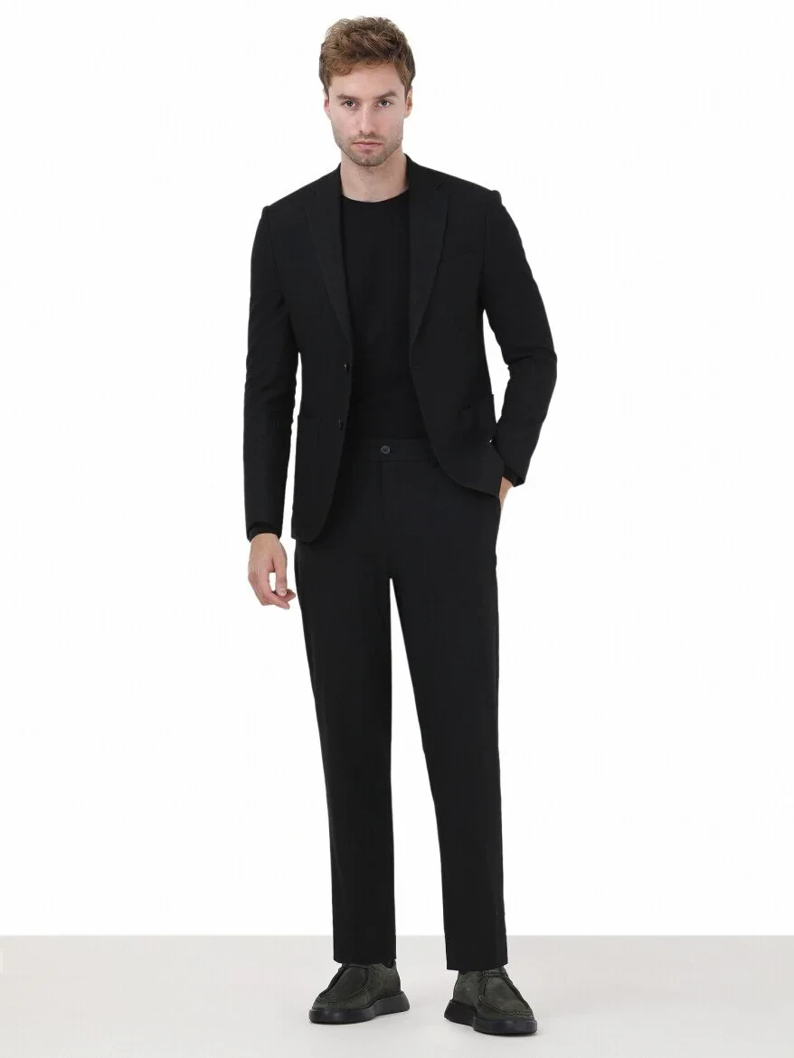 Siyah Çizgili Modern Fit Ceket - 2