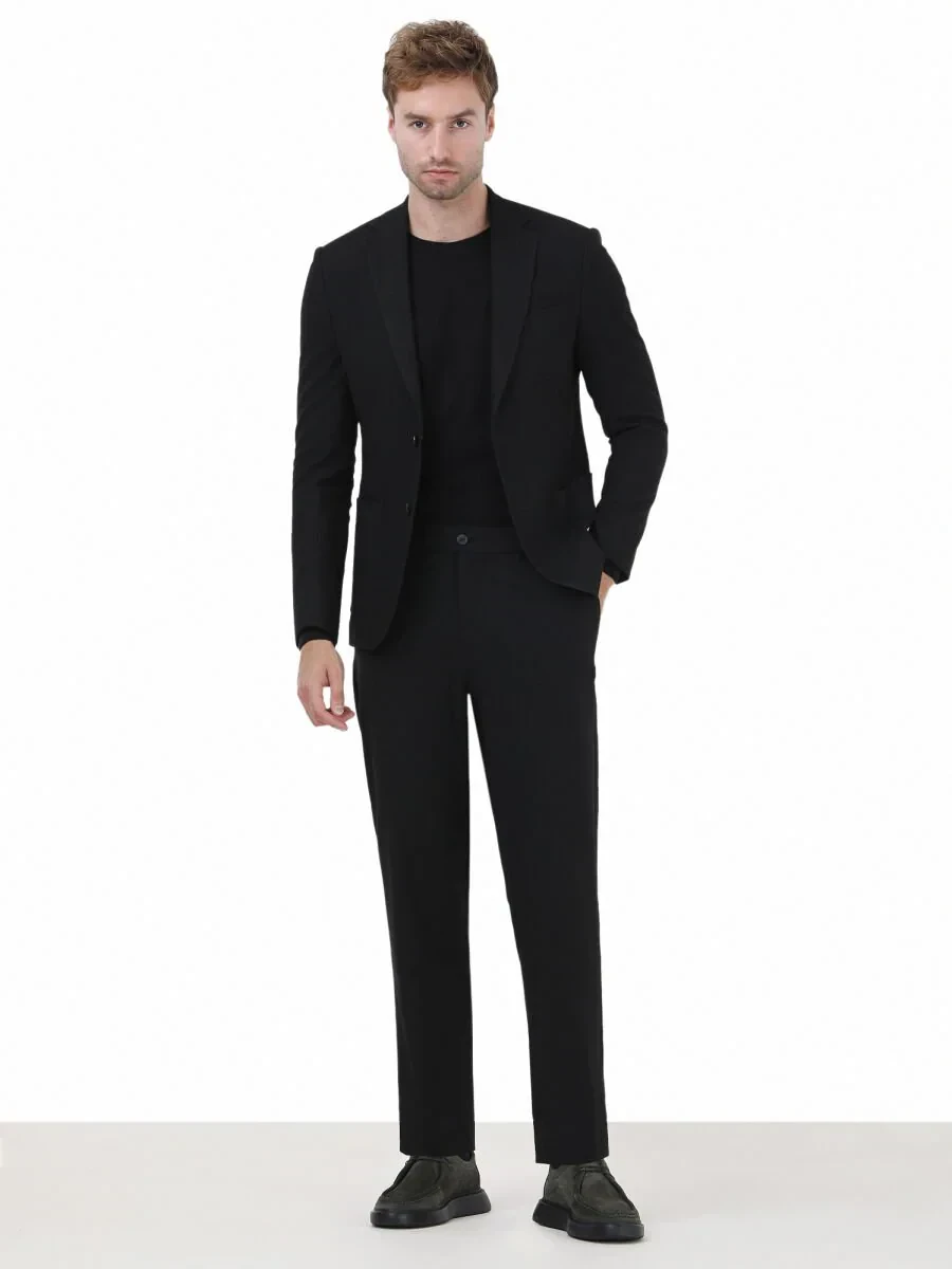 Siyah Çizgili Modern Fit Ceket - 2