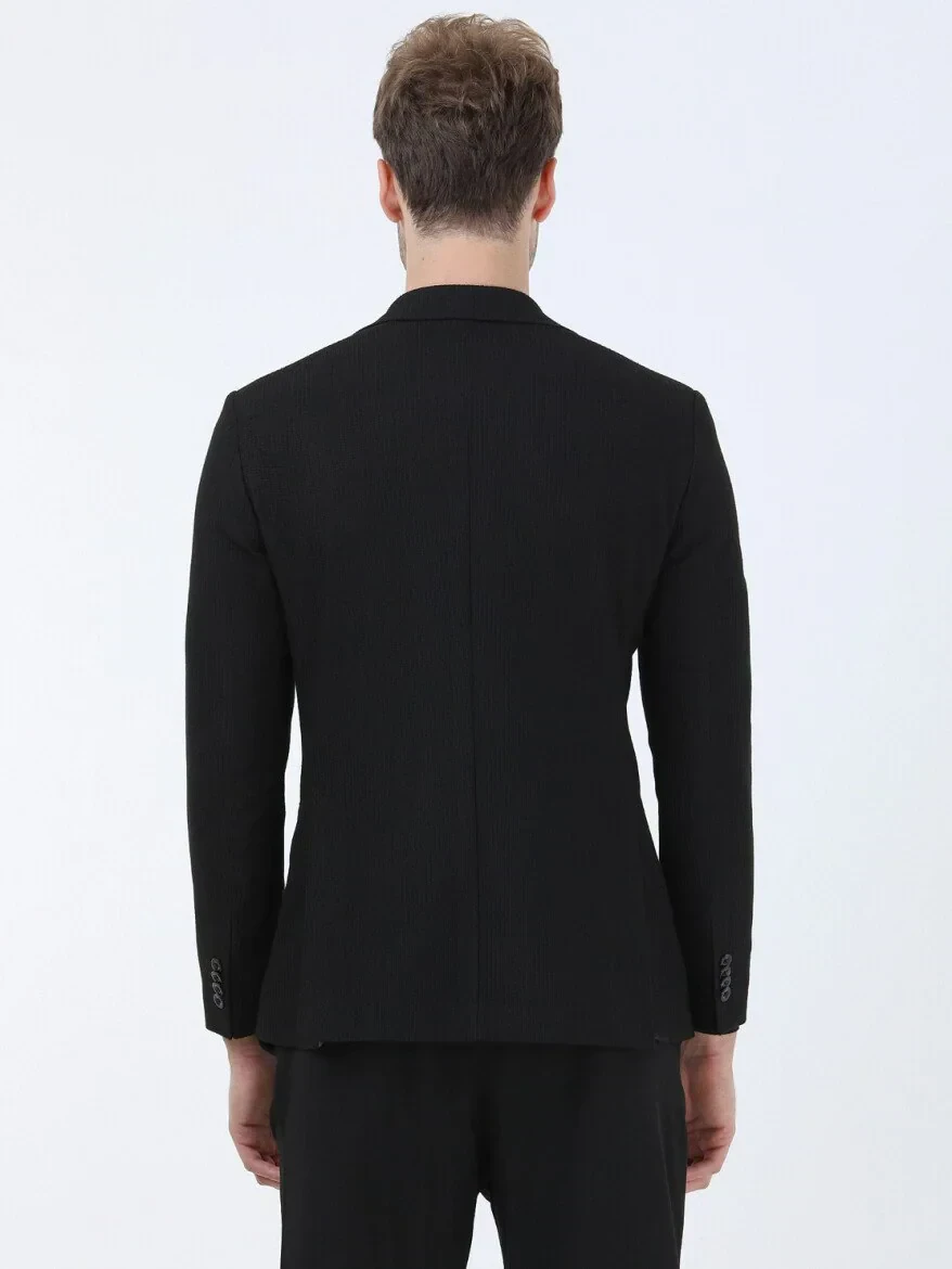 Siyah Çizgili Modern Fit Ceket - 5