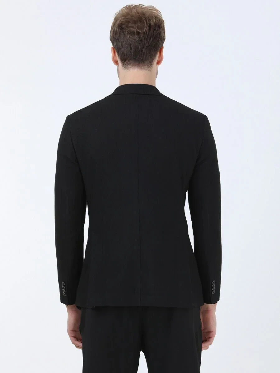 Siyah Çizgili Modern Fit Ceket - 5