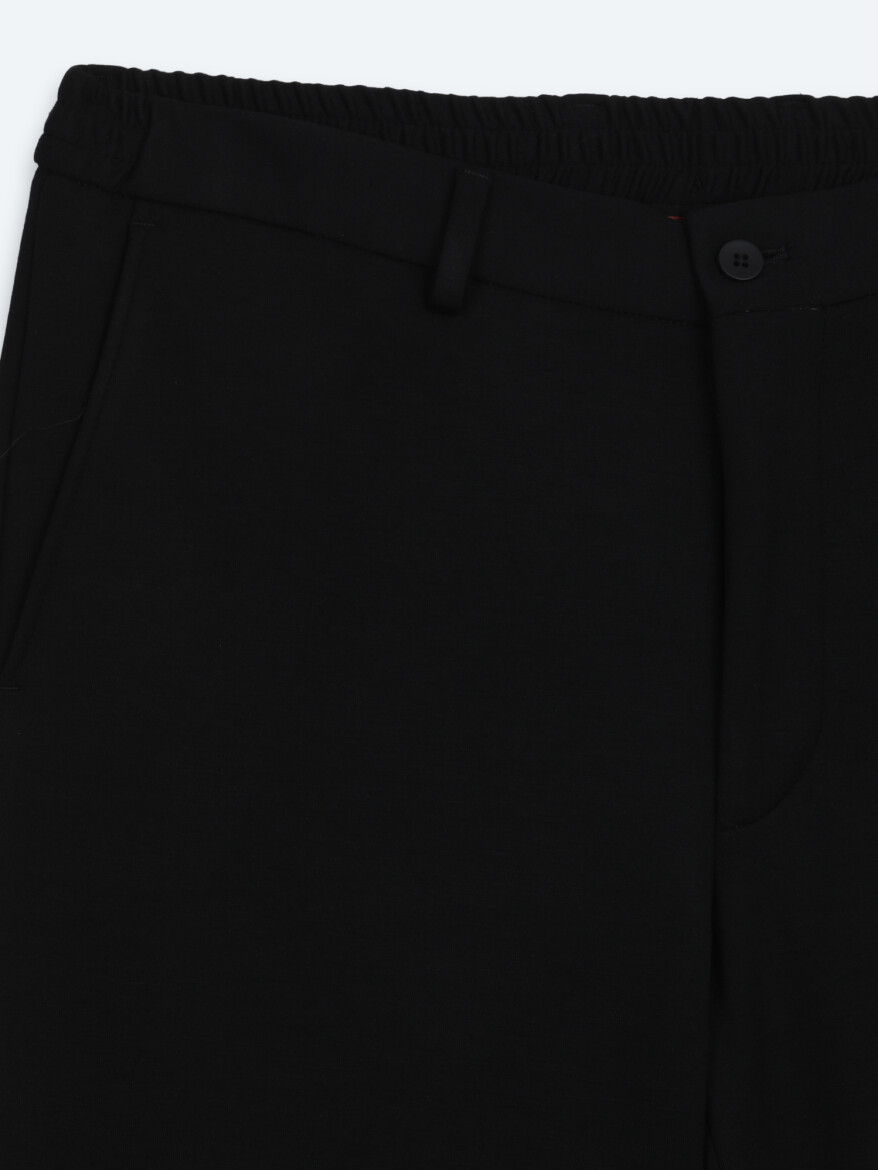 Siyah Çizgili Modern Fit Örme Takım Elbise - 11
