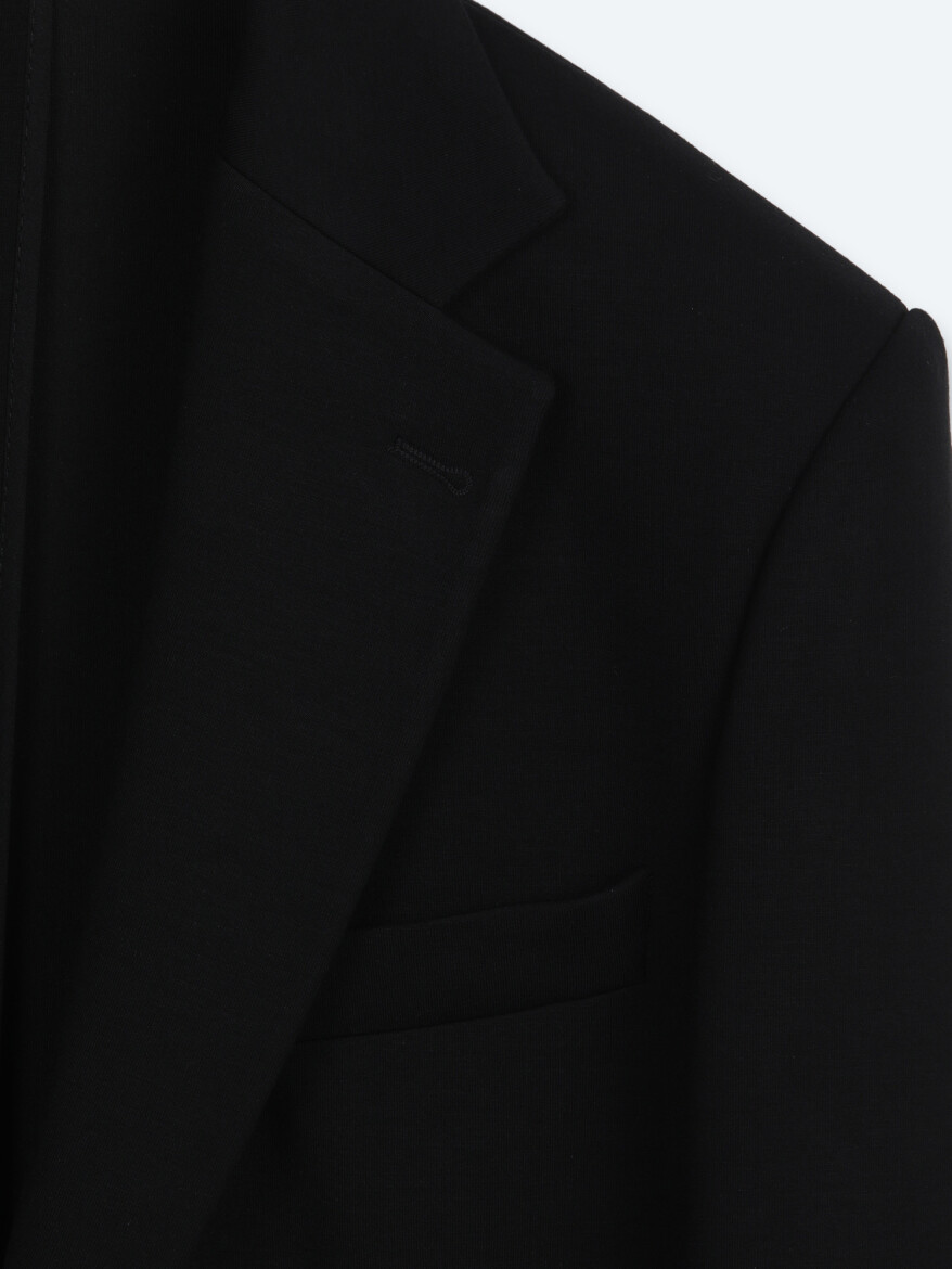 Siyah Çizgili Modern Fit Örme Takım Elbise - 8