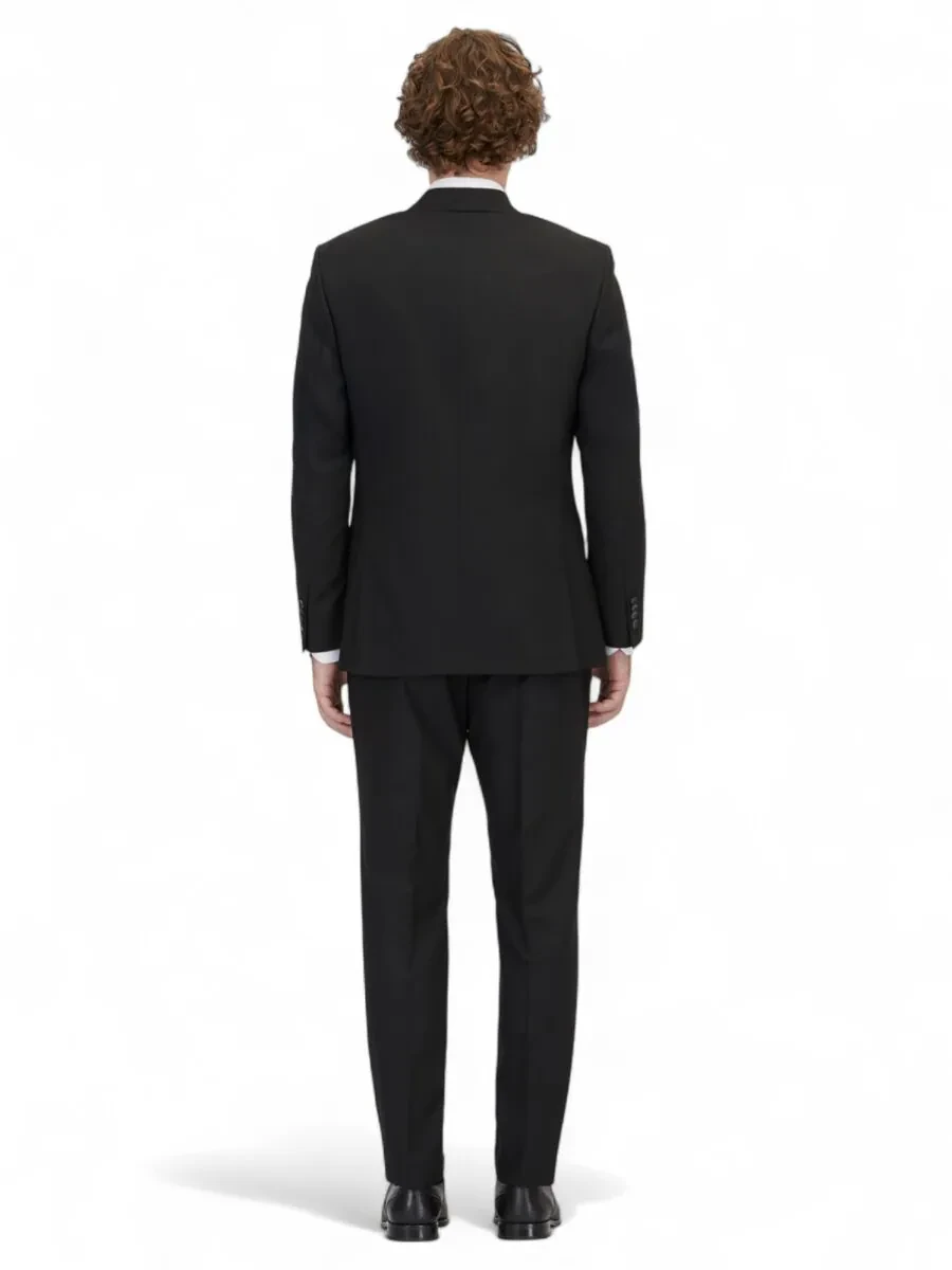 Siyah Çizgili Modern Fit Takım Elbise - 5