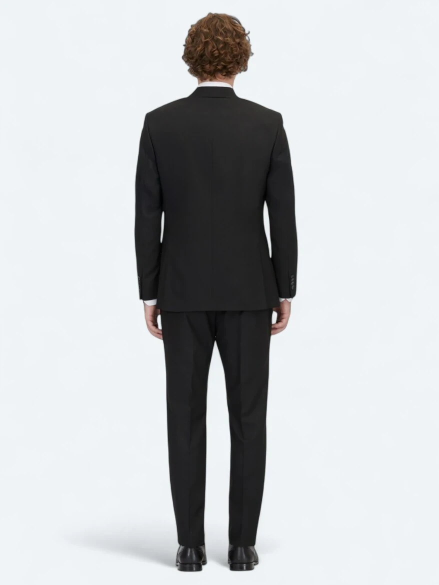 Siyah Çizgili Modern Fit Takım Elbise - 5