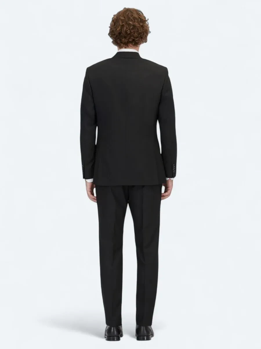 Siyah Çizgili Modern Fit Takım Elbise - 5