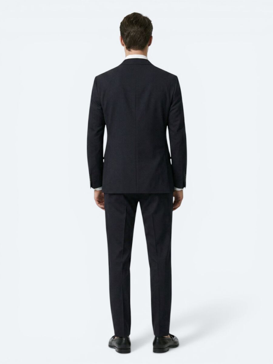 Siyah Çizgili Modern Fit Takım Elbise - 4