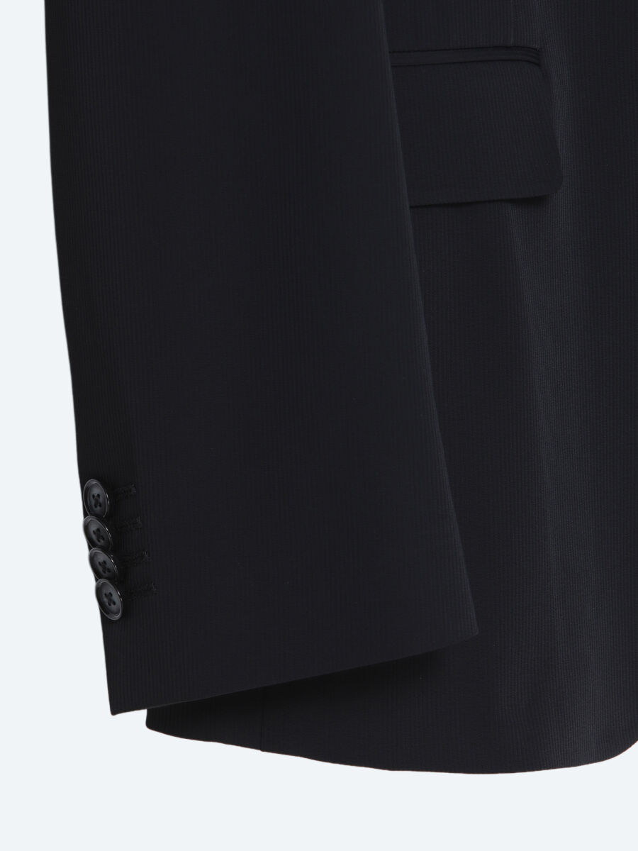 Siyah Çizgili Modern Fit Takım Elbise - 7