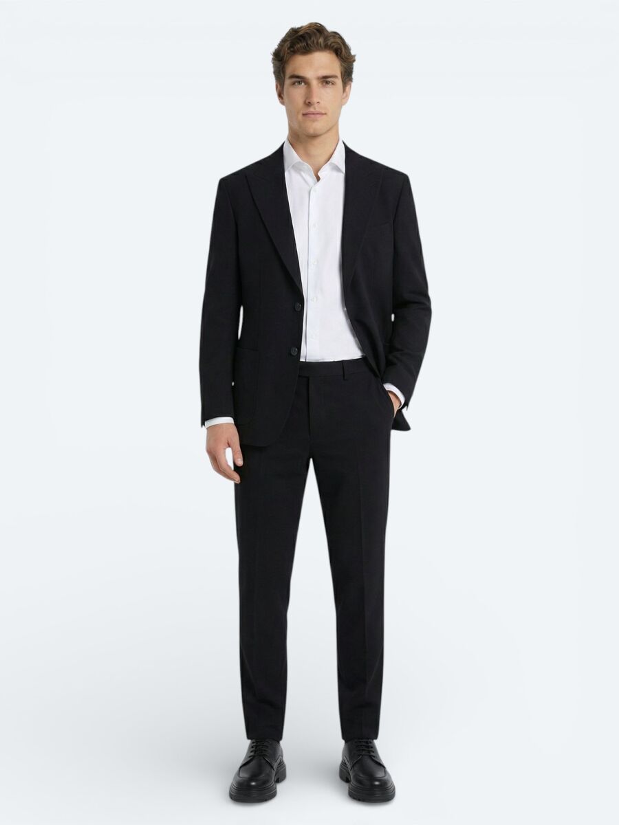 Siyah Çizgili Modern Fit Takım Elbise - 3