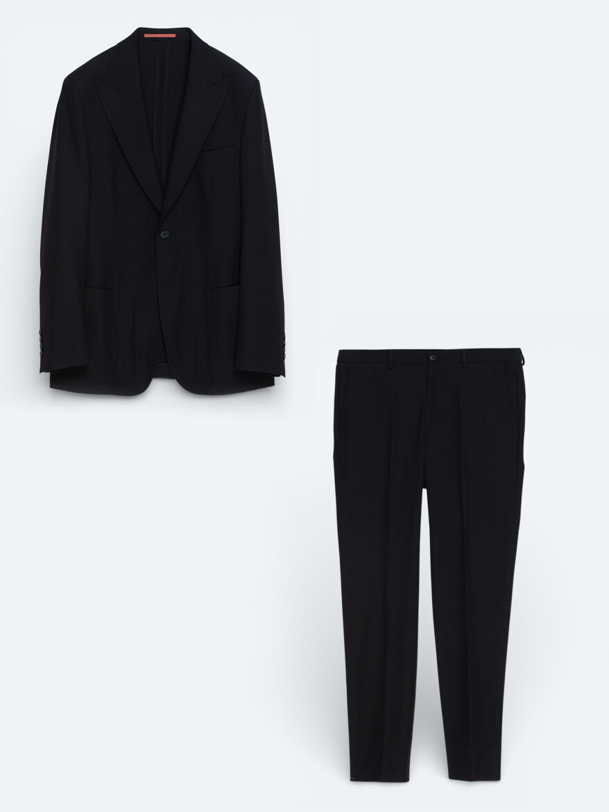 Siyah Çizgili Modern Fit Takım Elbise - 5