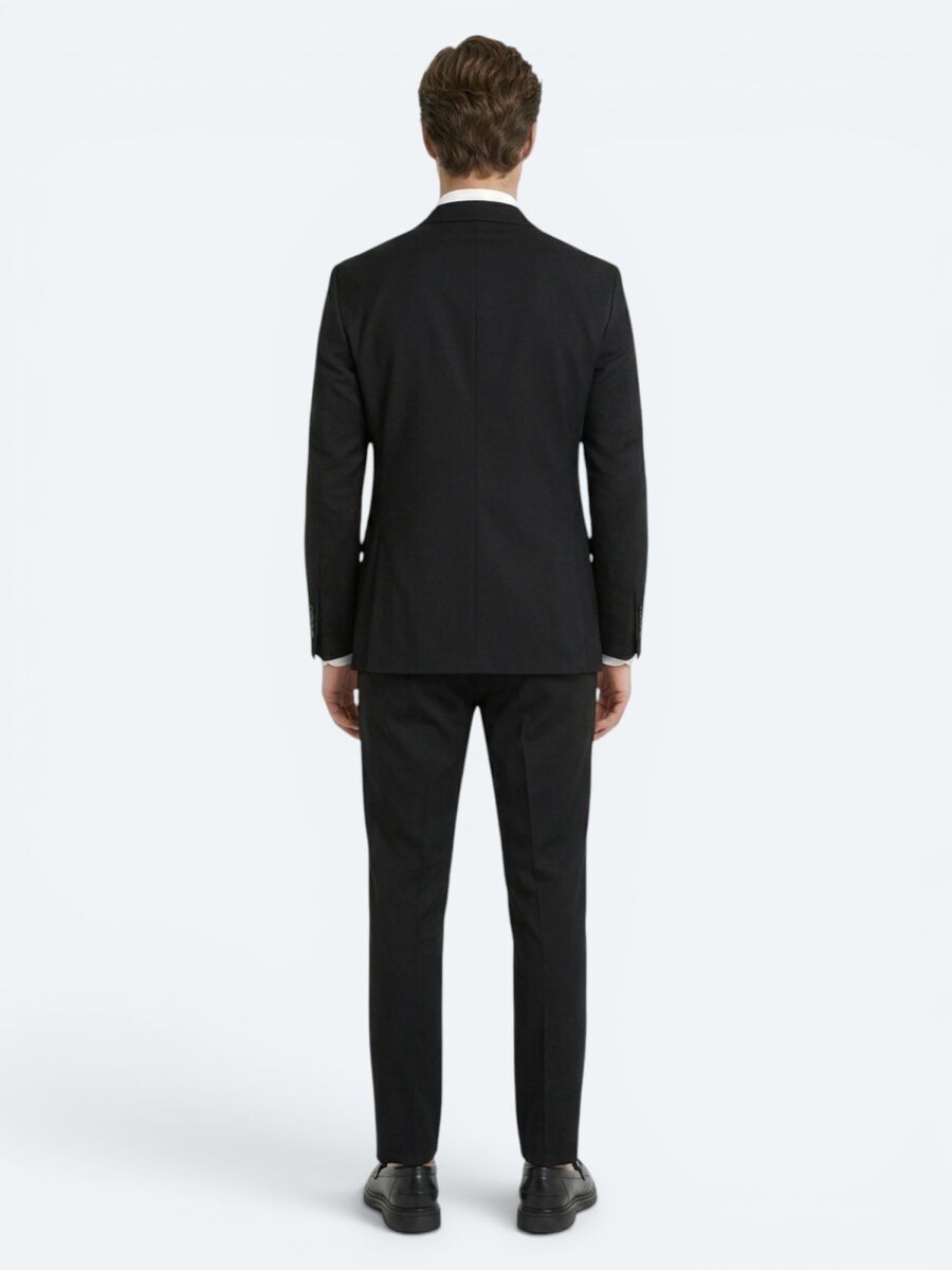 Siyah Çizgili Modern Fit Takım Elbise - 5