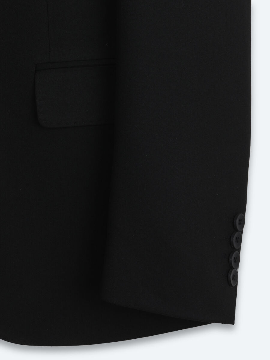 Siyah Çizgili Modern Fit Takım Elbise - 9