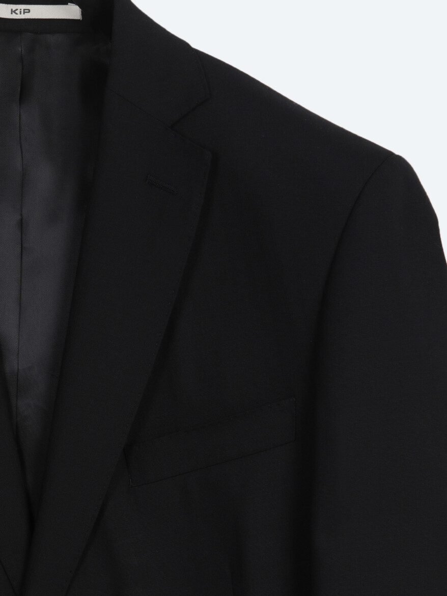 Siyah Çizgili Regular Fit %100 Yün Takım Elbise - 8