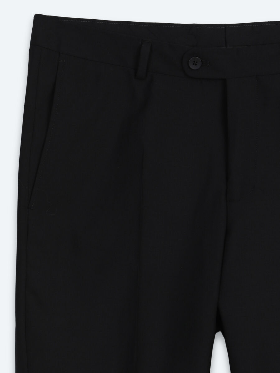 Siyah Çizgili Regular Fit %100 Yün Takım Elbise - 10
