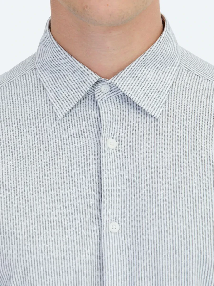 Siyah Çizgili Regular Fit Casual Pamuk Karışımlı Gömlek - 4