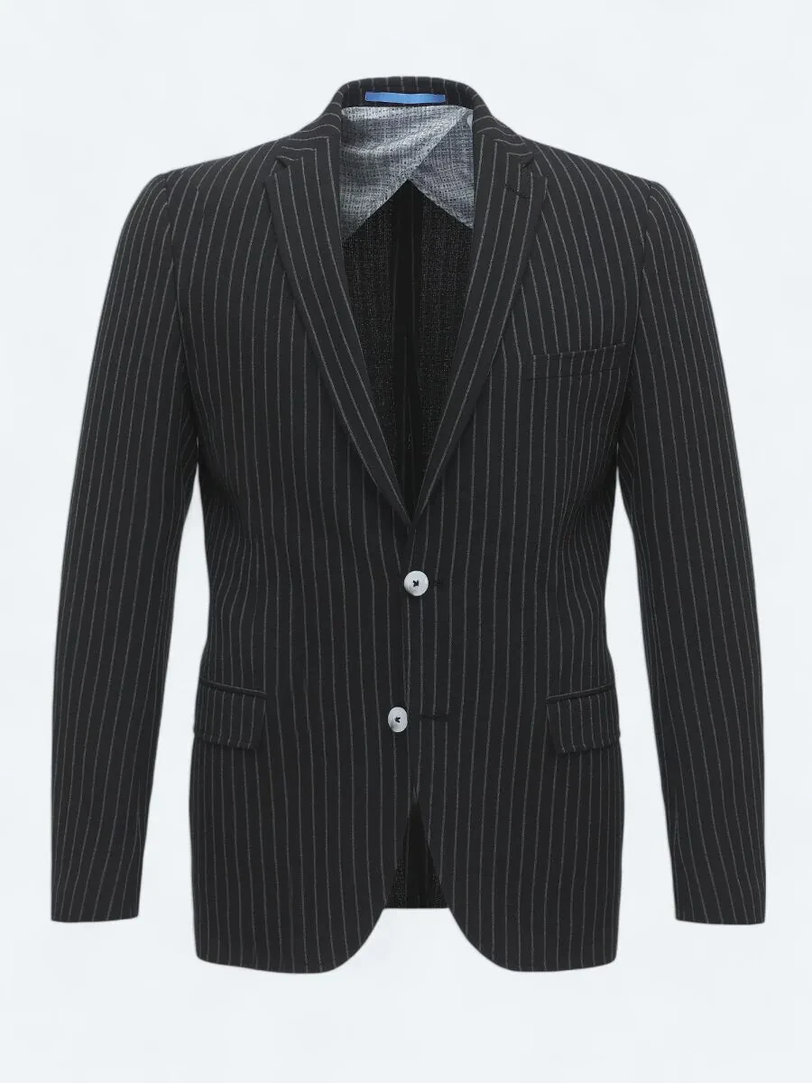 Siyah Çizgili Slim Fit Ceket - 8