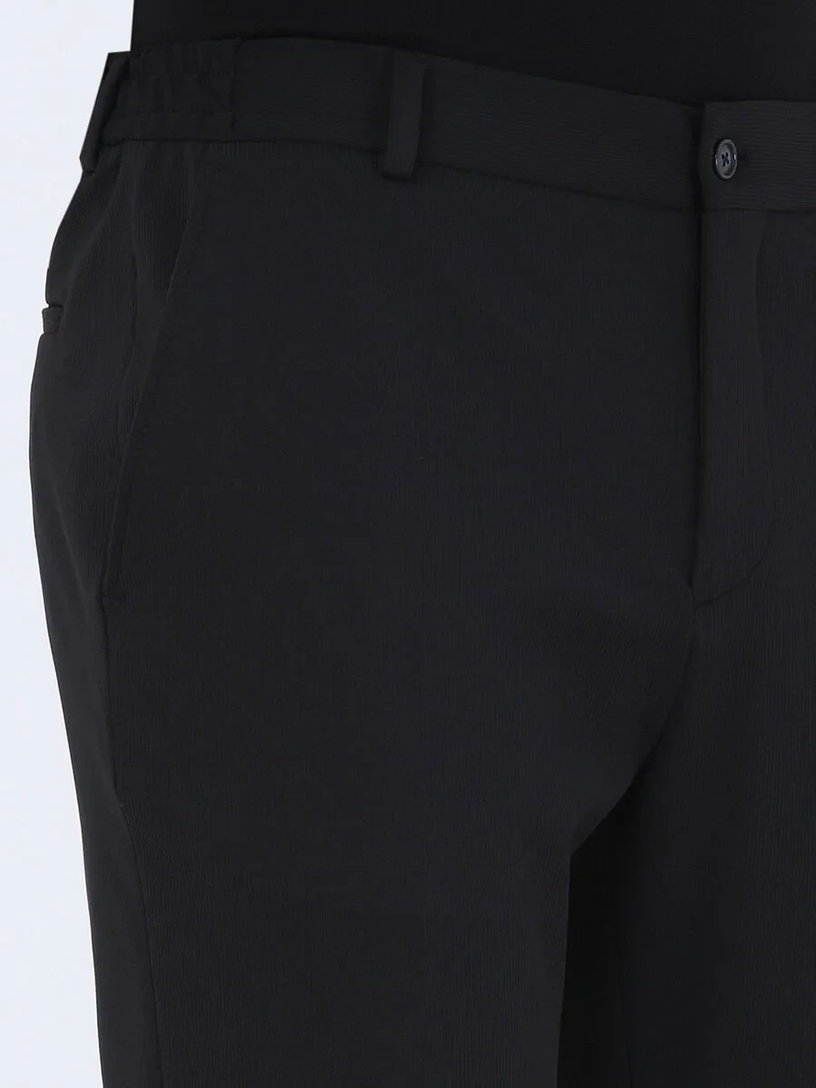 Siyah Çizgili Slim Fit Örme Takım Elbise - 7