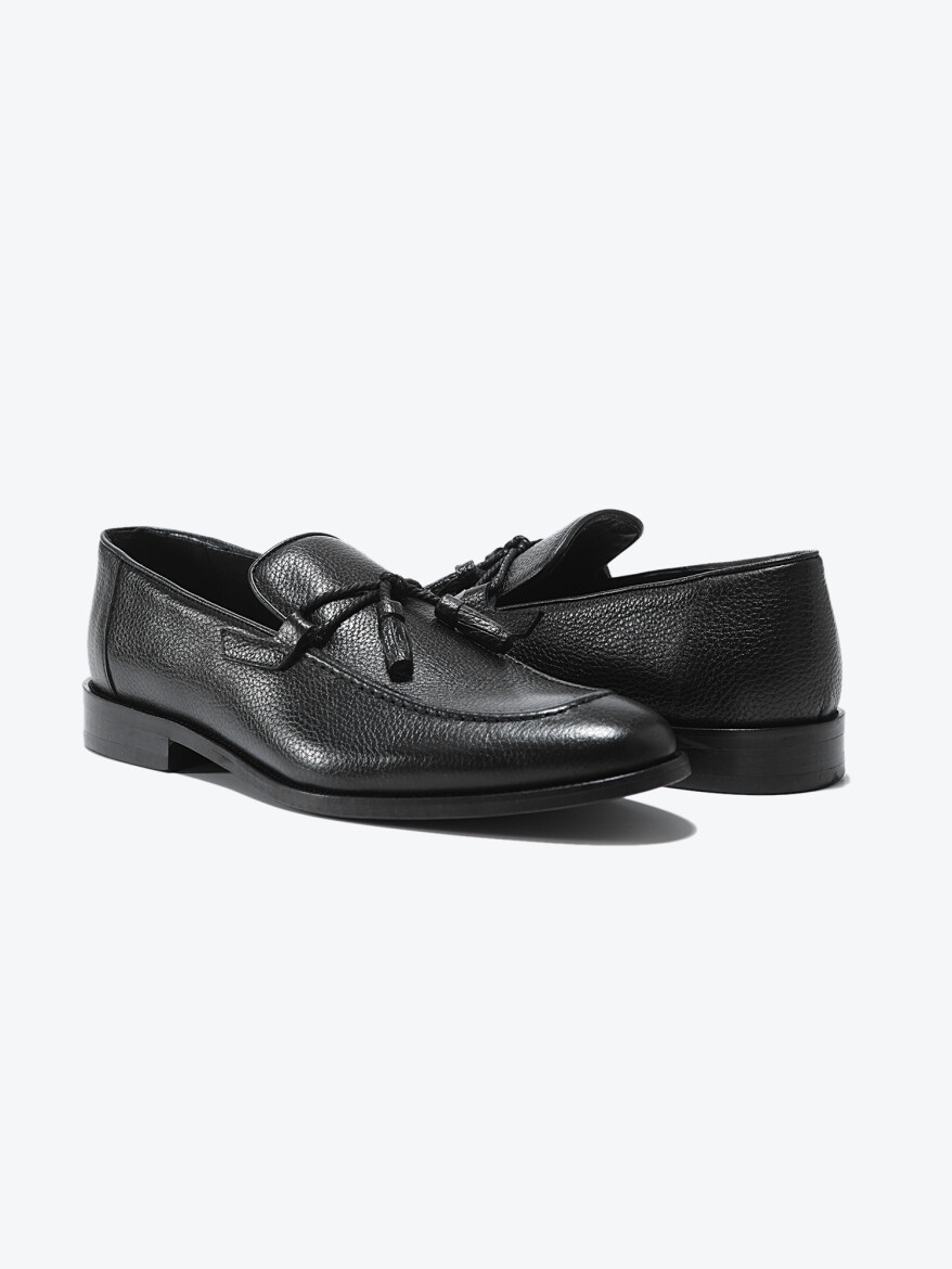 Siyah Deri Klasik Loafer - 3