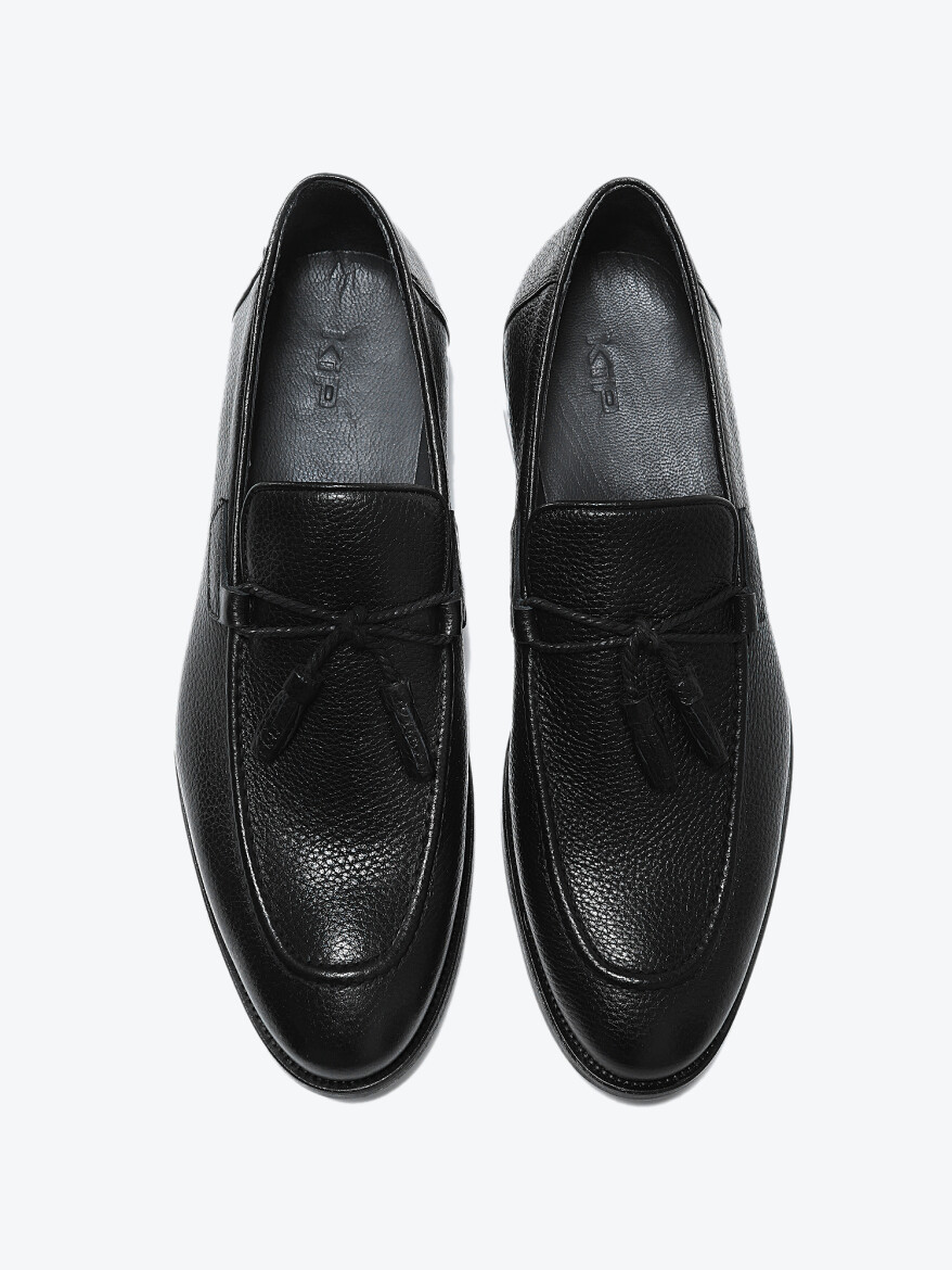 Siyah Deri Klasik Loafer - 5