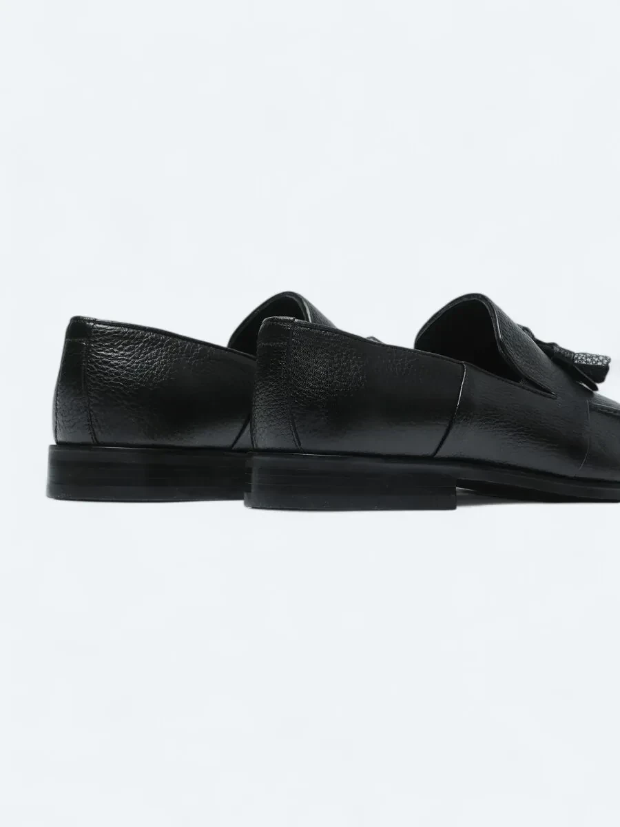 Siyah Deri Klasik Loafer - 5