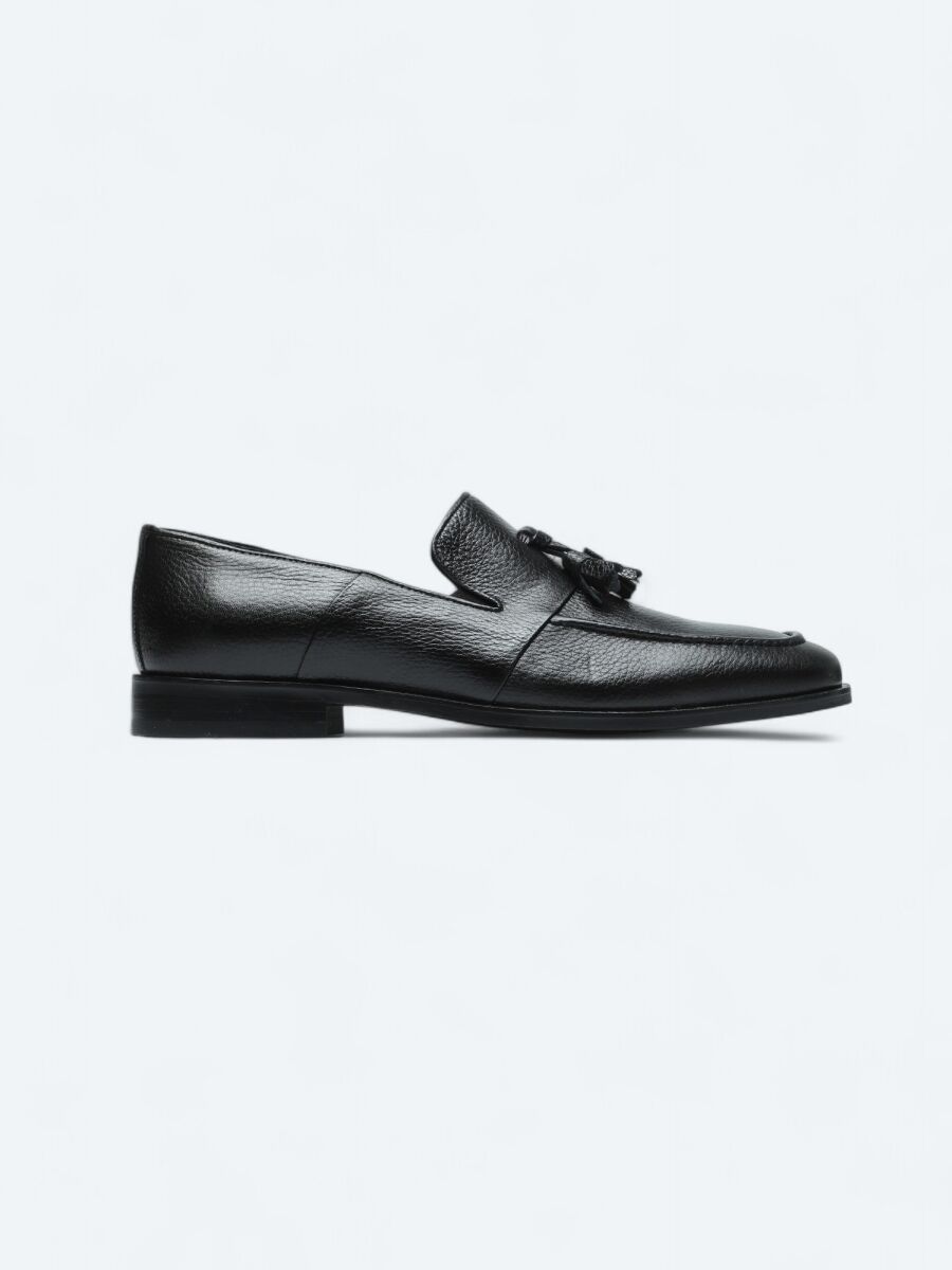 Siyah Deri Klasik Loafer - 1