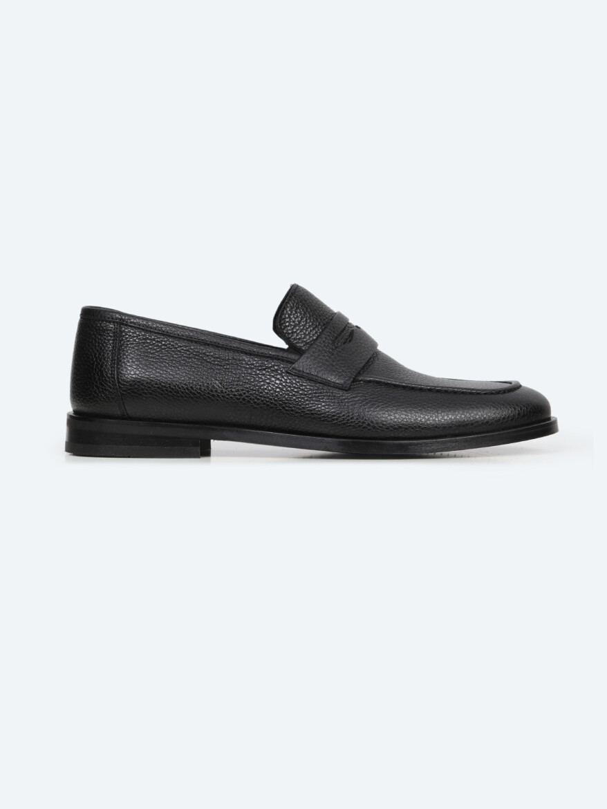 Siyah Deri Klasik Loafer - 1