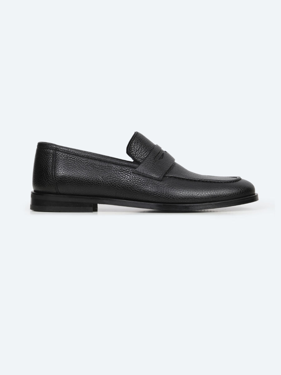 Siyah Deri Klasik Loafer - 1