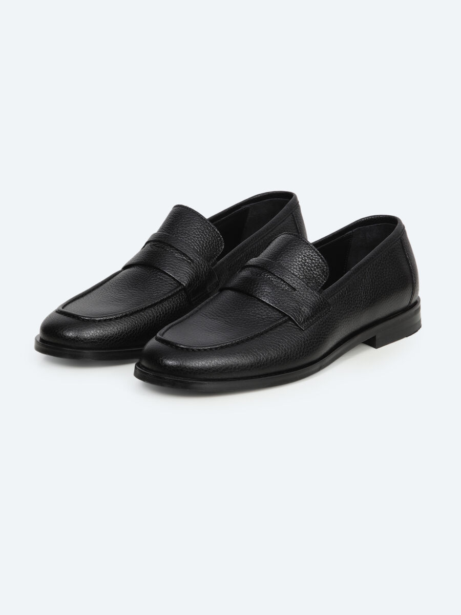 Siyah Deri Klasik Loafer - 2