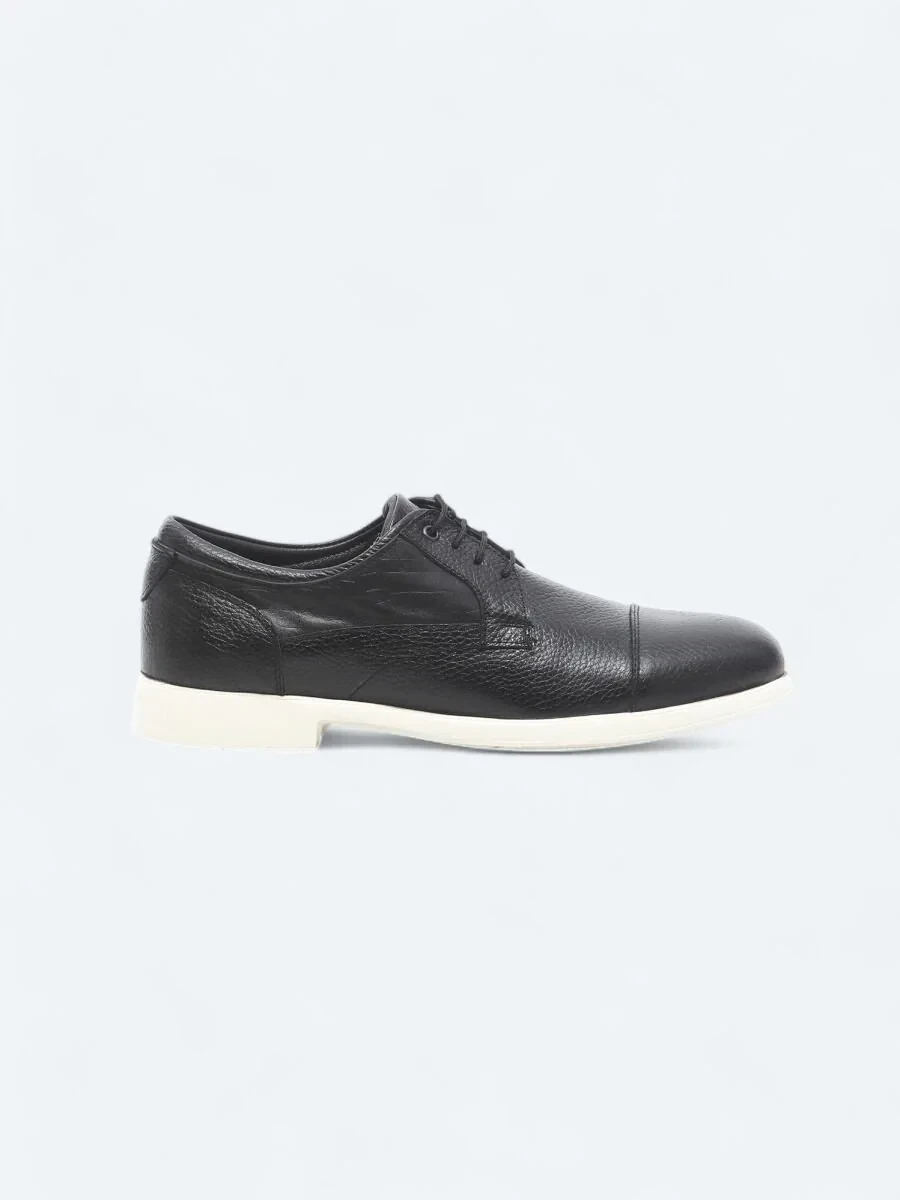 Siyah Deri Smart Casual Ayakkabı - 1