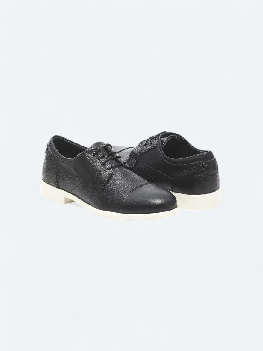 Siyah Deri Smart Casual Ayakkabı - 3