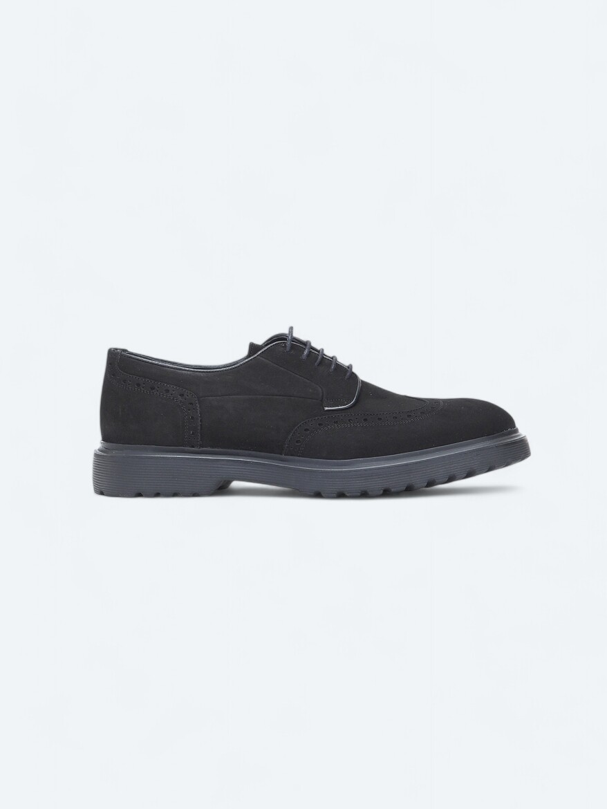 Siyah Deri Smart Casual Ayakkabı - 1