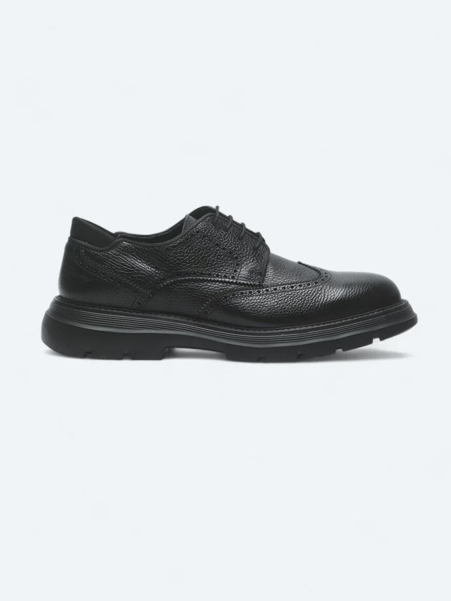 Siyah Deri Smart Casual Ayakkabı - 1