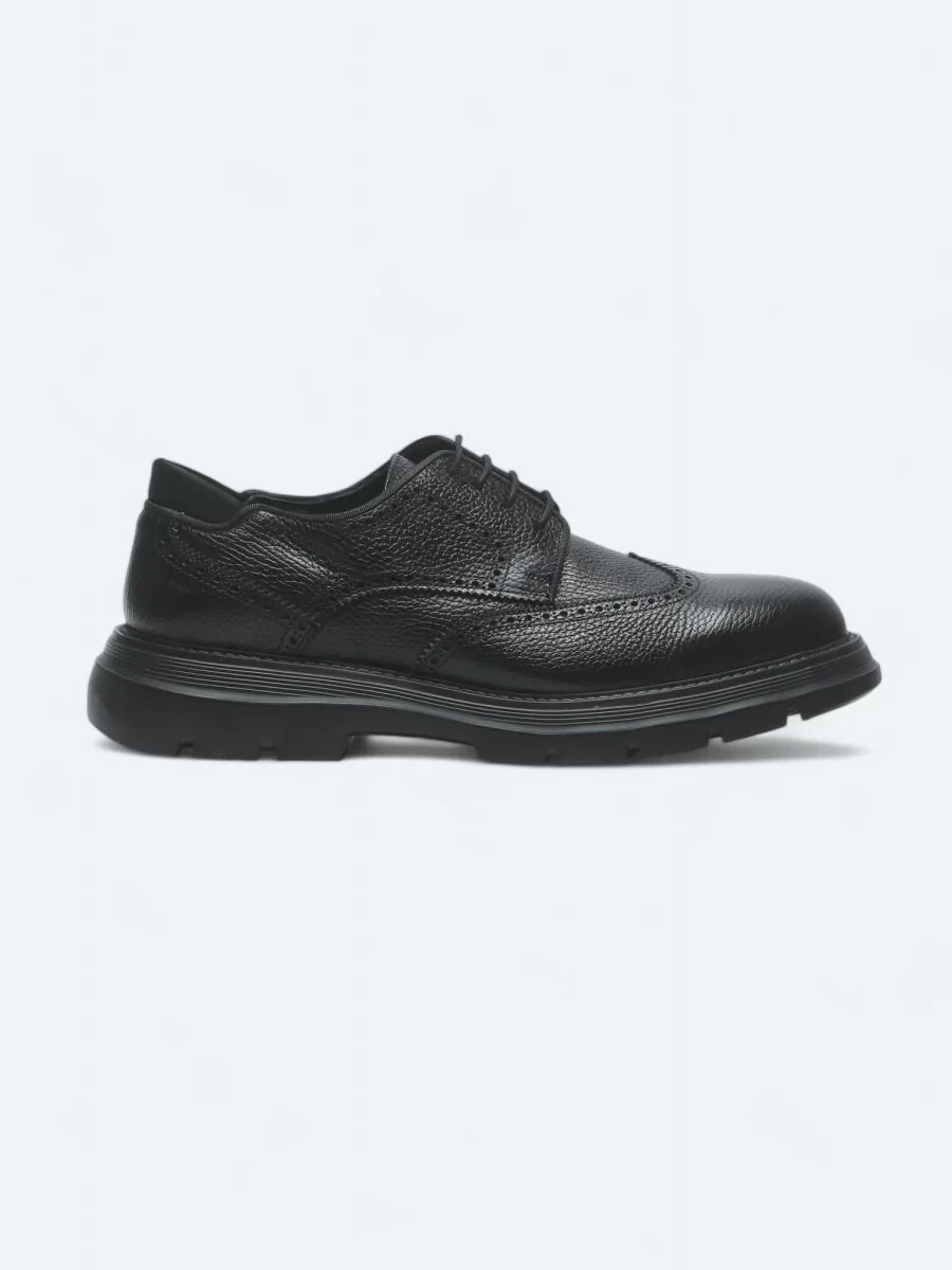 Siyah Deri Smart Casual Ayakkabı - 1