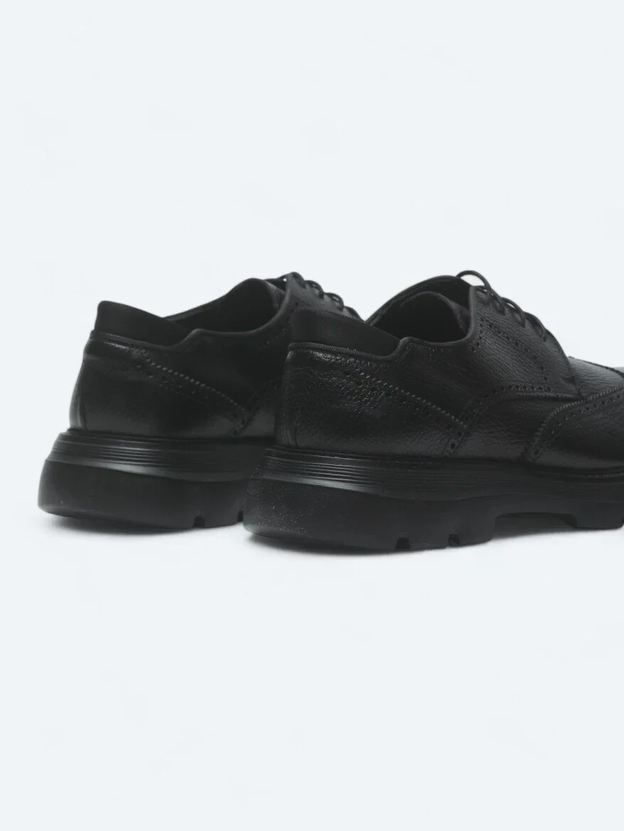 Siyah Deri Smart Casual Ayakkabı - 5
