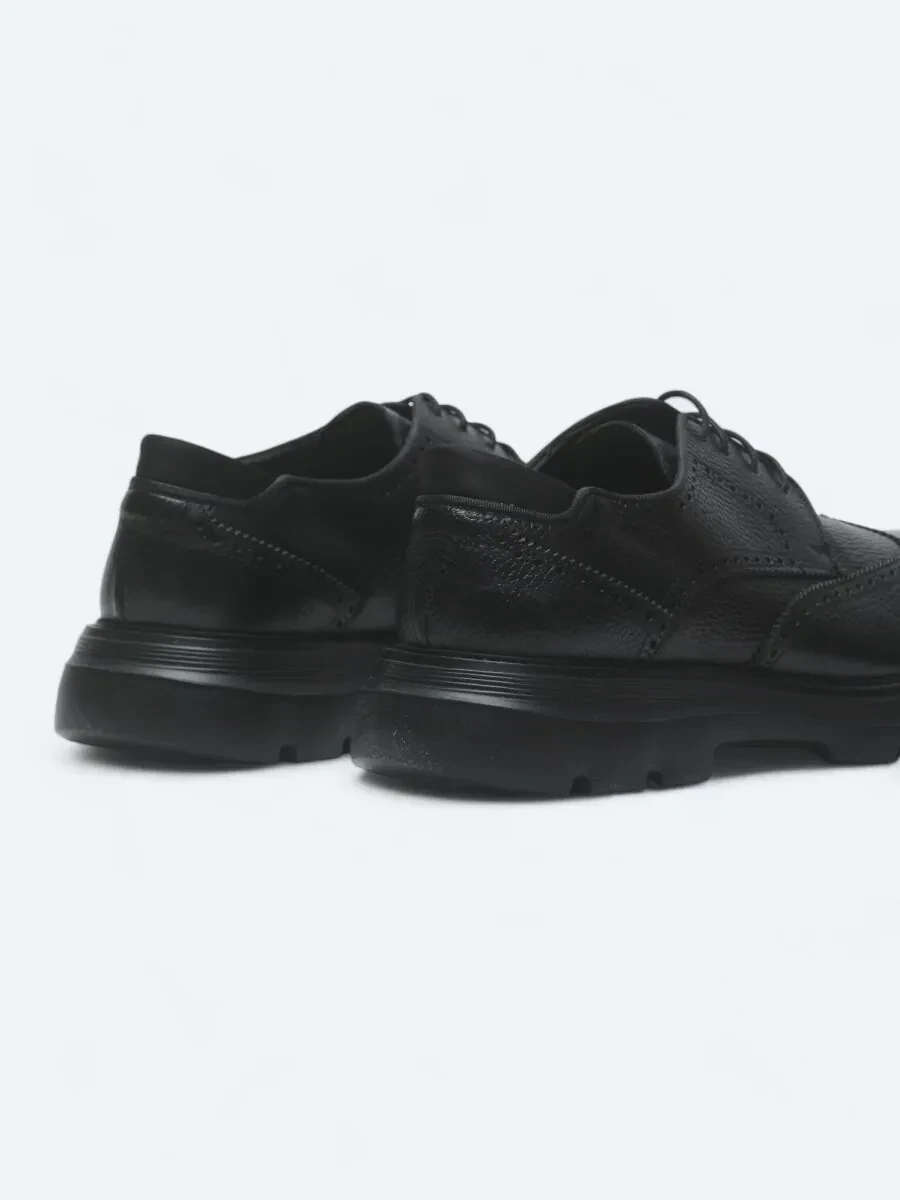 Siyah Deri Smart Casual Ayakkabı - 5