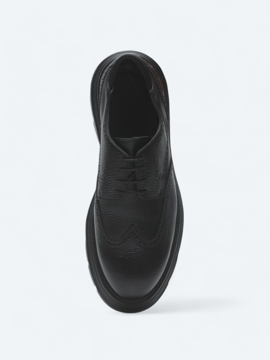 Siyah Deri Smart Casual Ayakkabı - 3