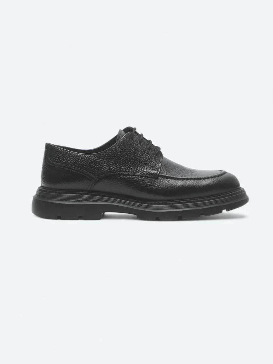 Siyah Deri Smart Casual Ayakkabı - 1