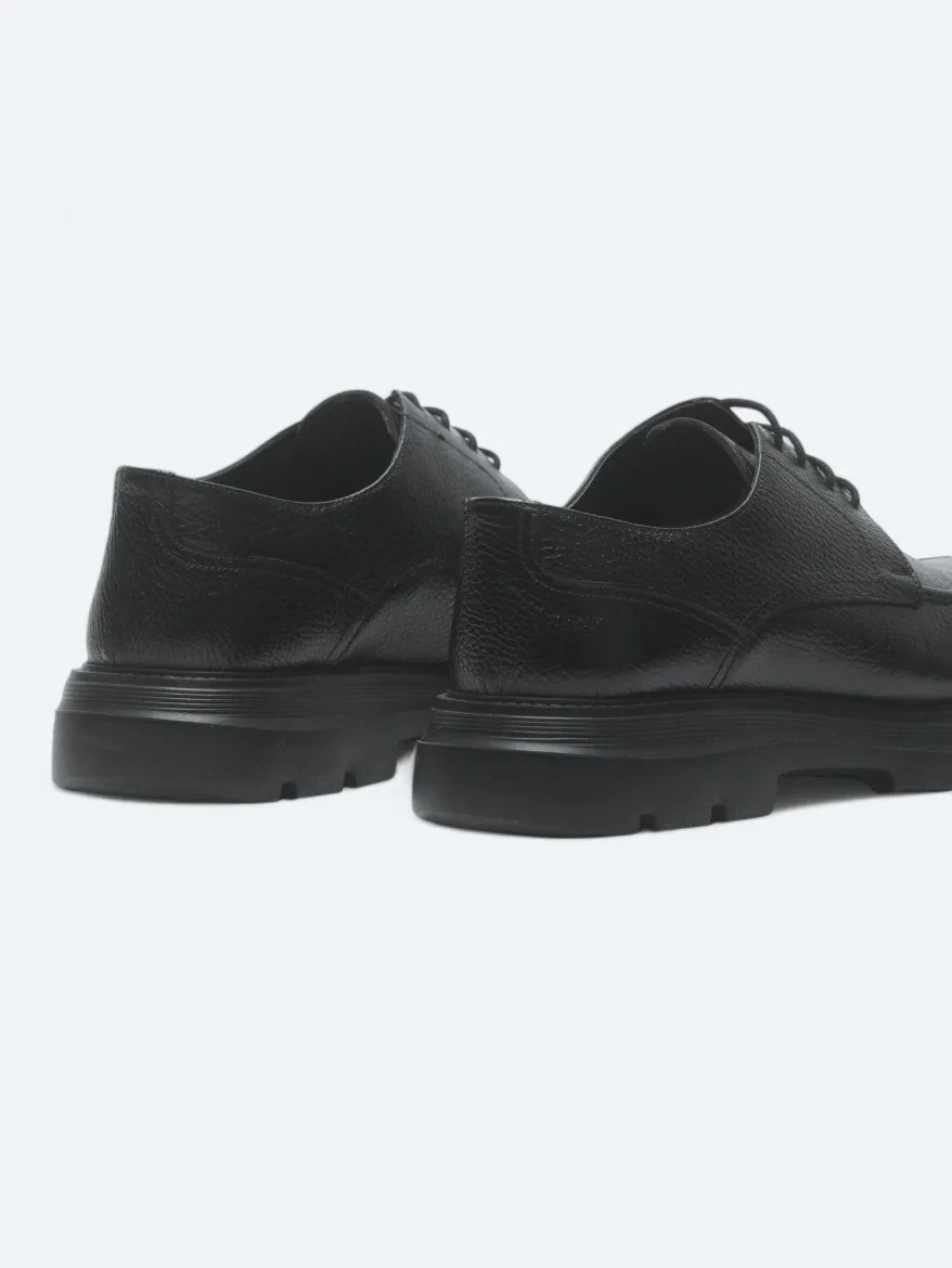 Siyah Deri Smart Casual Ayakkabı - 5