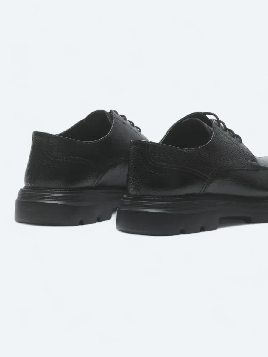 Siyah Deri Smart Casual Ayakkabı - 5