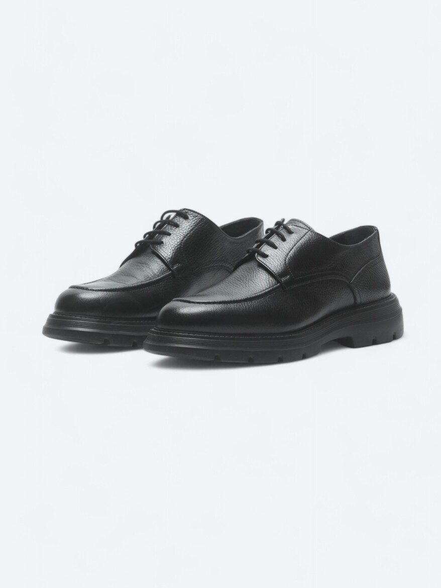 Siyah Deri Smart Casual Ayakkabı - 2