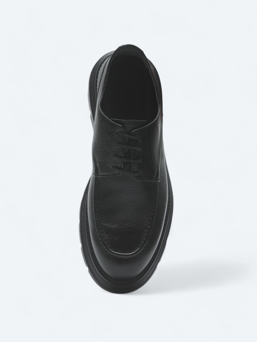 Siyah Deri Smart Casual Ayakkabı - 3