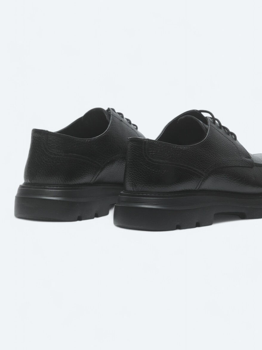 Siyah Deri Smart Casual Ayakkabı - 5