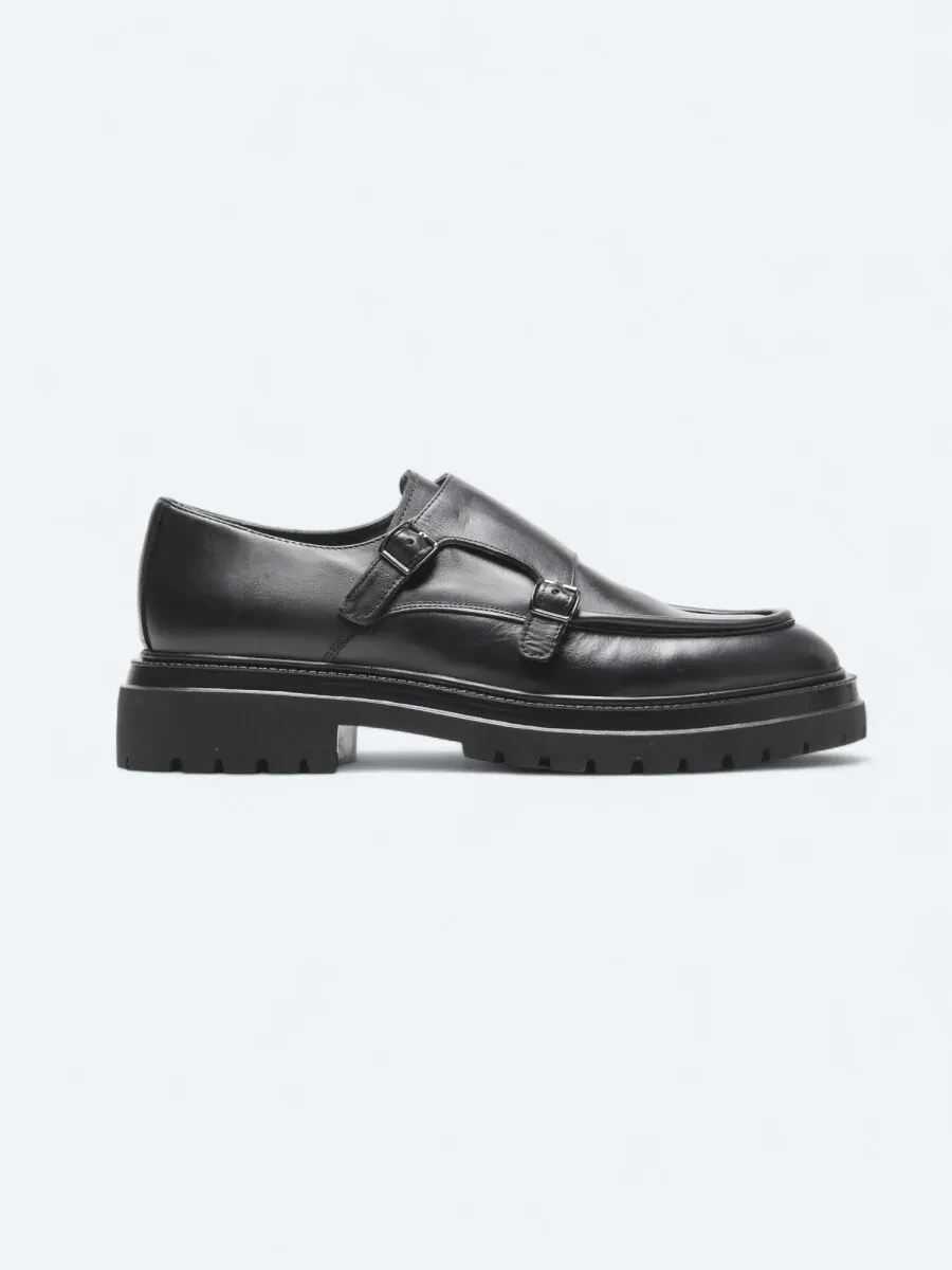 Siyah Deri Smart Casual Ayakkabı - 1