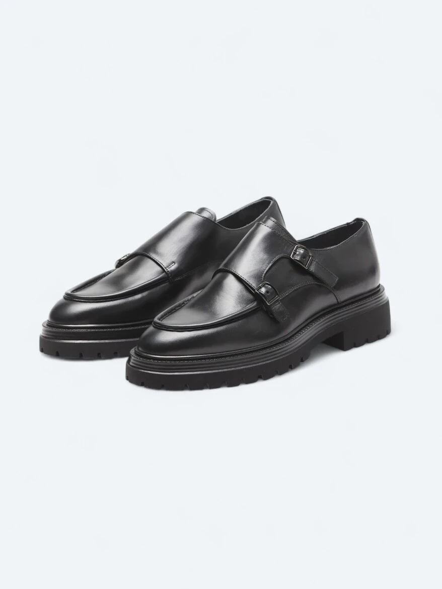 Siyah Deri Smart Casual Ayakkabı - 2