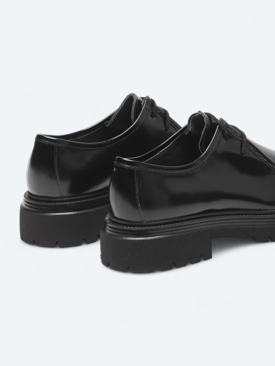 Siyah Deri Smart Casual Ayakkabı - 5