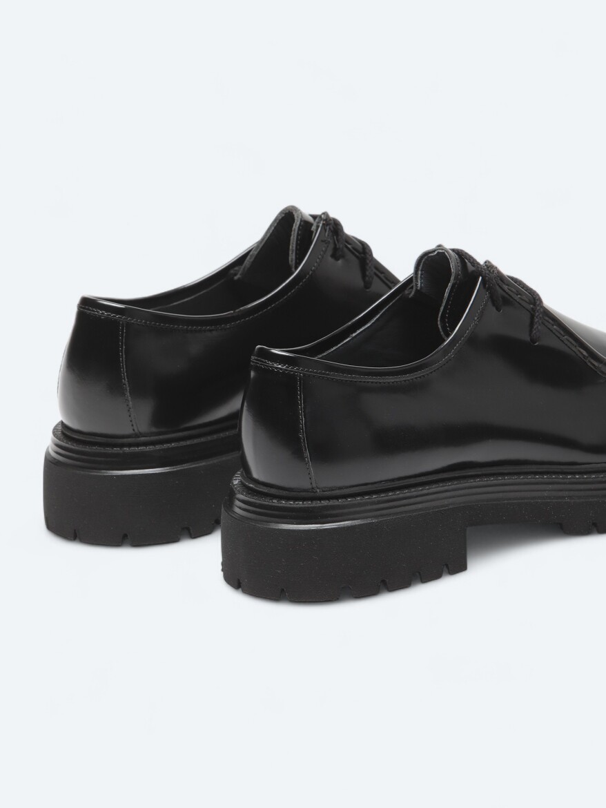 Siyah Deri Smart Casual Ayakkabı - 5