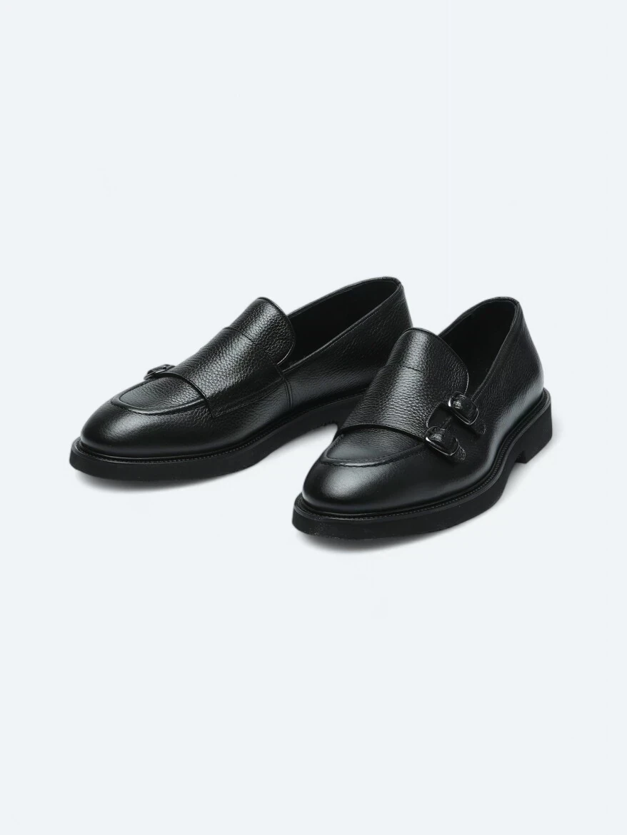 Siyah Deri Smart Casual Loafer - 2